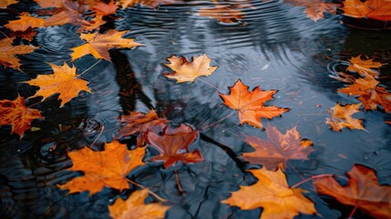fall leaves on the water