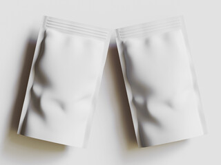 Paper Pouch Packaging MockUp white color isolated on gray background