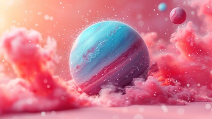 Poster - Surreal Planet in a Pink Cloud