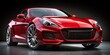 © Sirinporn - Sleek, scarlet, luxury vehicle showcasing sporty design, parked on a dark backdrop, highlighting shiny clean lines, detailed modern automotive features, and aggressive front view.