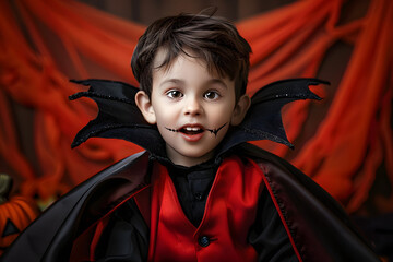 Sticker - Cute Young Boy Dressed as a Vampire for Halloween