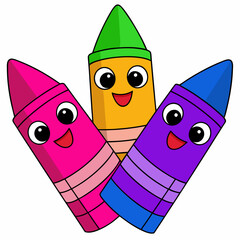 Sticker - Crayons, flat design vector illustration