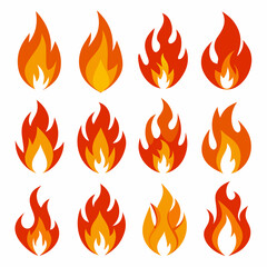 Wall Mural - set of-fire flame symbol vector illustration