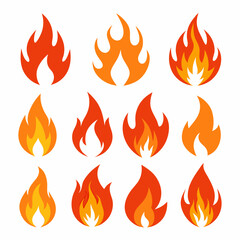 Wall Mural - set of-fire flame symbol vector illustration