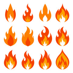 Wall Mural - set of-fire flame symbol vector illustration