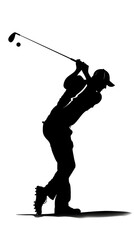 Poster - black silhouette of a guy golfing. White background. Vector.