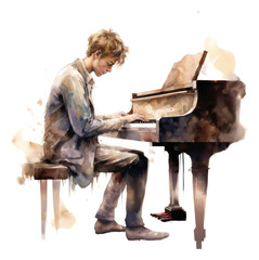 Canvas Print - PNG Keyboard musician pianist piano.