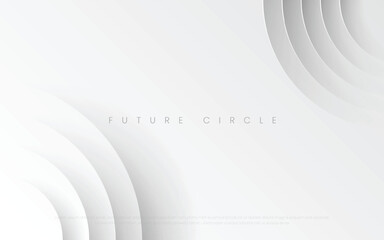 Wall Mural - 3D White Abstract Circle Background, Graphic Design Element. Futuristic Circular Concept. Vector Illustration