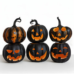 Poster - set of halloween pumpkins on white background