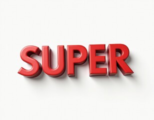 Wall Mural - Bold red 'SUPER' text standing out on a bright white background.