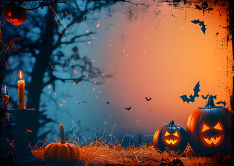 Wall Mural - Halloween element with border and background template