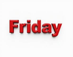 Bold red 'Friday' text on a white background