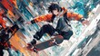 © Napasnan - Cool anime skater boy with a stylish outfit in a dynamic design