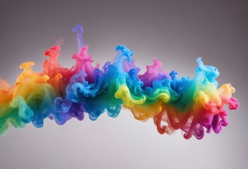 rainbow colored streaming smoke wave isolated on one color background, ai