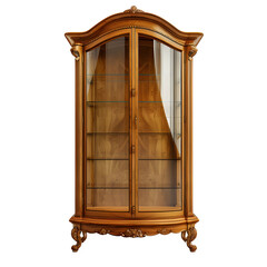 Versatile design use: expertly isolated classic wooden display cabinet with glass doors