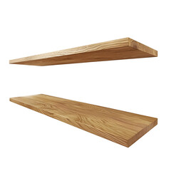 Two angle views of wooden shelves isolated with a checkered backdrop, suitable for interior design visuals