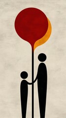 Canvas Print - Stylized Family Figures with Balloon Design