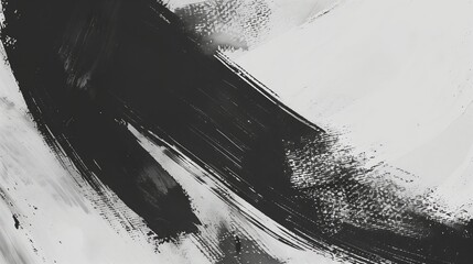 Abstract black and white expressionist painting created with bold brush strokes