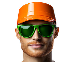 Poster - portrait of a person wearing sunglasses isolated on transparent or white background, png