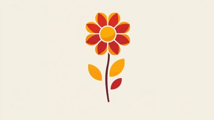 Sticker - Colorful Flower Illustration on Light Background