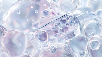 Poster - Transparent Hyaluronic Acid Gel Texture, Skincare Serum Background.