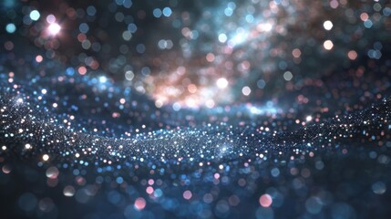 Wall Mural - Sparkling Bokeh Lights on Mesmerizing Blue Gradient Background
