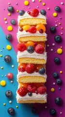 Wall Mural - Vibrant Layered Cake with Fresh Berries and Cream