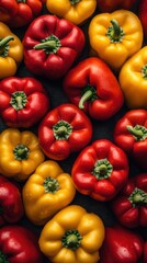 Canvas Print - Vibrant Mixed Bell Peppers Overhead View