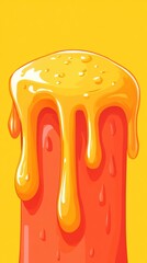 Sticker - Vibrant Beer Glass with Melting Foam on Yellow Background