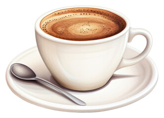 Wall Mural - PNG Cup coffee saucer spoon.