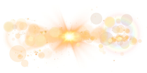 Poster - Yellow bright star and shimmering glare, transparent sunlight special lens flare light effect. Solar flare. Sun flash. Png.