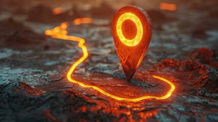 3D Map travel location. Locator mark of map and location pin or navigation icon sign on background with search. 3D rendering 