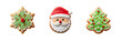 © Anna - Christmas gingerbreads santa, tree, snowflake isolated background