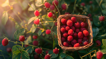 Wall Mural - red berries on a basket