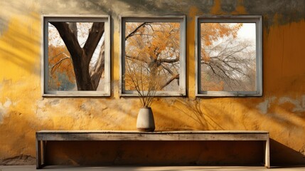 Sticker - Aged windows displayed on a white wall  