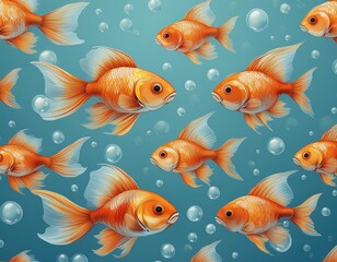 seamless pattern with goldfish