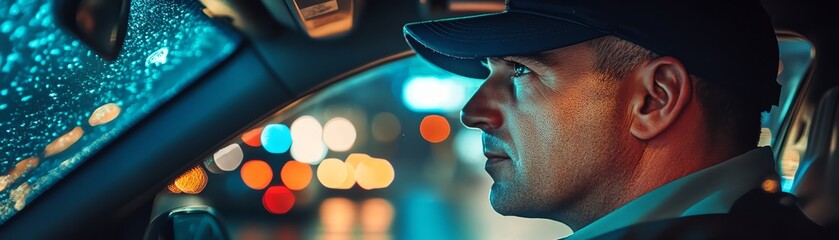 cab driver waiting for passengers, ready to start the shift