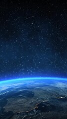 Wall Mural - partial earth view from space – vertical shot with starry background
