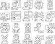 © sevector - chat bot robot service icons set vector. ai chatbot, mobile digital, support online, technology app, help phone, customer chat bot robot service black contour illustrations