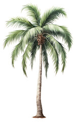 Canvas Print - PNG Palm tree drawing plant white background.