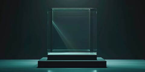 Geometric square transparent glass catwalk product. Ai generation
