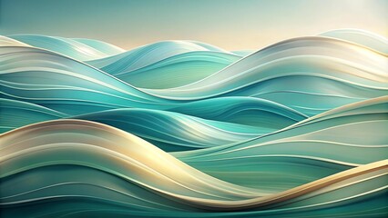 Wall Mural - Serene Teal and Cream Abstract Wave Flow  generative AI