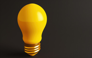 Wall Mural - A vibrant yellow light bulb against a dark background, symbolizing innovation, creativity, and bright ideas.