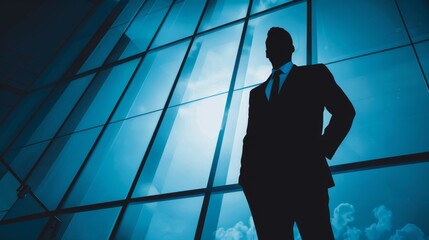 Wall Mural - Business success captured in the silhouette of a leader.