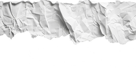 White piece of torn crumpled paper isolated on transparent background