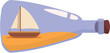 © nsit0108 - Sailboat sailing inside a glass bottle resting on sand, a concept of freedom and adventure