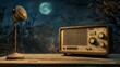 © Ziyasier - A microphone and an old radio are on a table in front of a moon