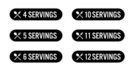 Icons set of number of servings for food products vectors