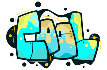 Wall Mural - Cool word graffiti text sticker illustration