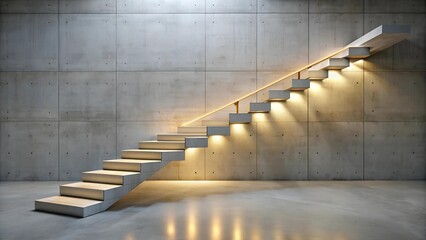 Poster - Illuminated Concrete Ascent: Modern Minimalist Staircase with LED Lights  AI generated